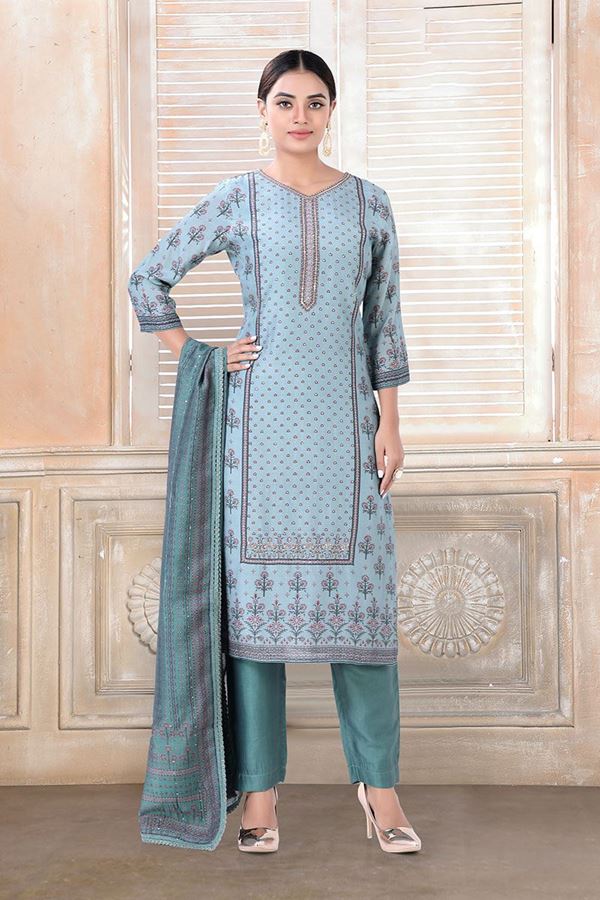Picture of Attractive Sky Blue Colored Designer Salwar Suit
