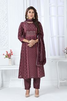 Picture of Stunning Wine Colored Designer Salwar Suit