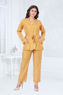 Picture of Surreal Mustard Yellow Colored Designer Readymade Co-ord Set