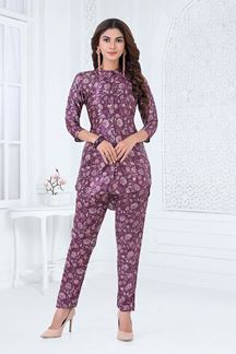 Picture of Creative Wine Colored Designer Readymade Co-ord Set