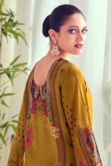 Picture of Irresistible Mustard Colored Designer Salwar Suit (Unstitched suit)