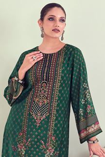 Picture of Stunning Green Colored Designer Salwar Suit (Unstitched suit)