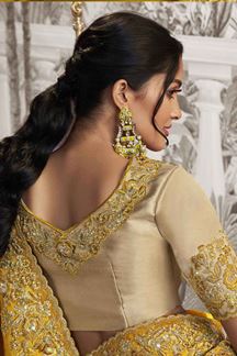 Picture of Stunning Mustard Colored Designer Saree for Wedding