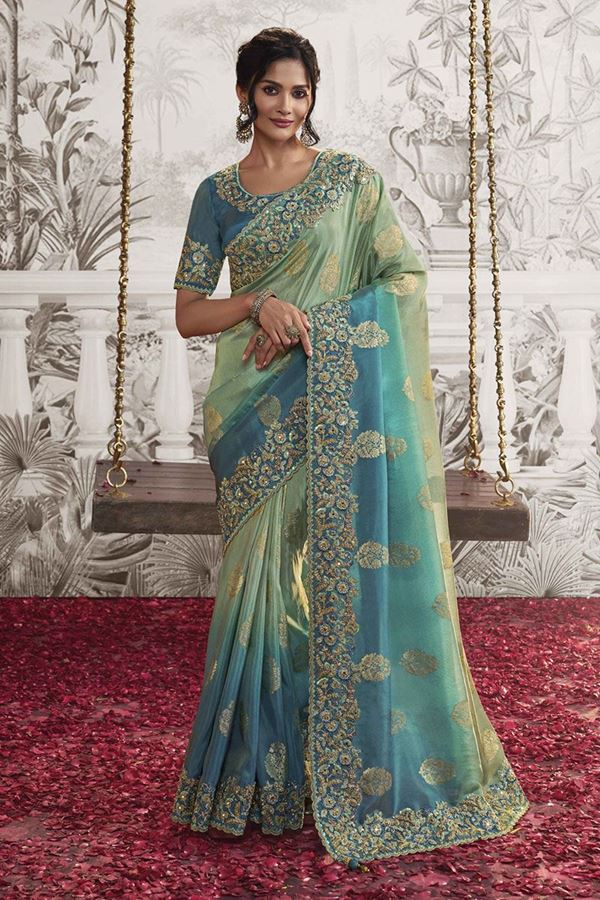 Picture of Enticing Multi Colored Designer Saree for Wedding