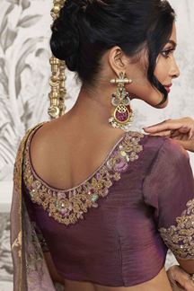Picture of Aesthetic Purple Colored Designer Saree for Wedding
