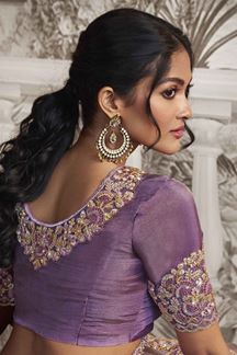 Picture of Trendy Purple Colored Designer Saree for Wedding