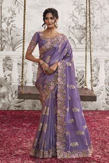 Picture of Appealing Purple Colored Designer Saree for Wedding