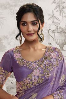 Picture of Appealing Purple Colored Designer Saree for Wedding