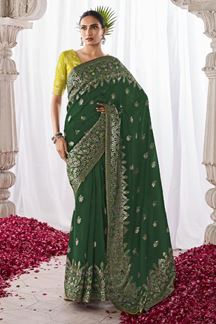 Picture of Beautiful Green Colored Designer Saree