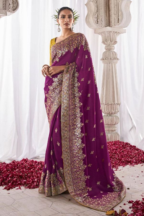 Picture of Aesthetic Purple Colored Designer Saree
