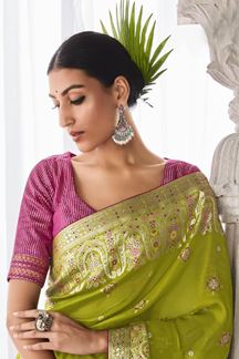 Picture of Attractive Light Green Colored Designer Saree