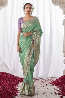 Picture of Exuberant Mint Colored Designer Saree