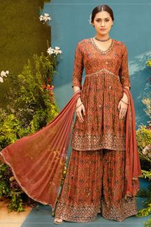 Picture of Heavenly Multi Colored Designer Readymade Palazzo Style Suit