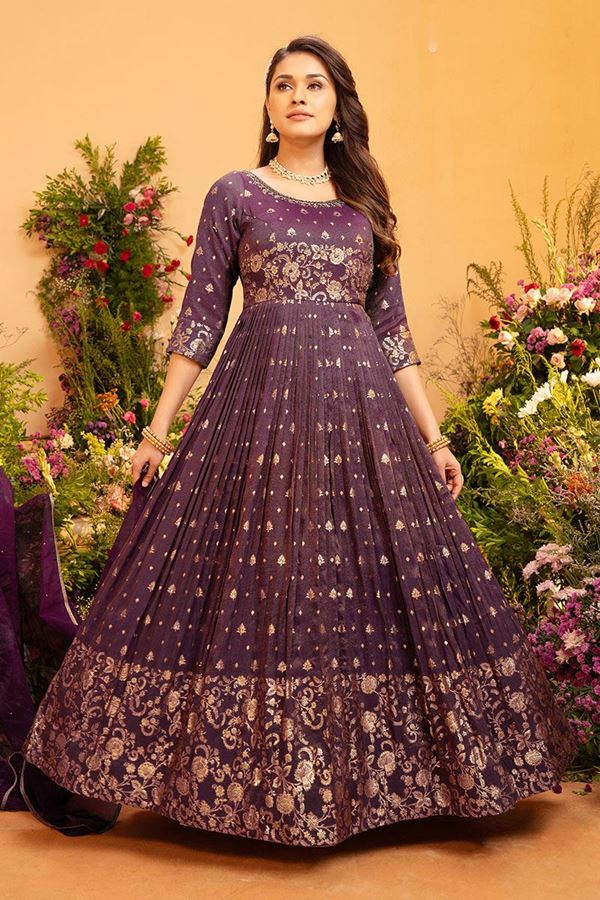 Picture of Astounding Purple Colored Designer Readymade Anarkali Salwar Suit