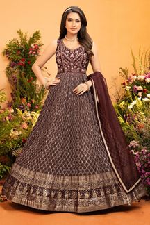 Picture of Gorgeous Maroon Colored Designer Readymade Anarkali Salwar Suit