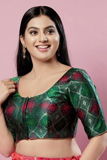 Picture of Trendy Green Colored Readymade Blouse for Wedding and Festive occasion