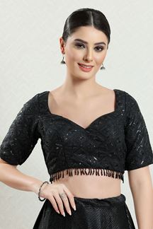 Picture of Fascinating Black Sequin Work Readymade Blouse for Party wear