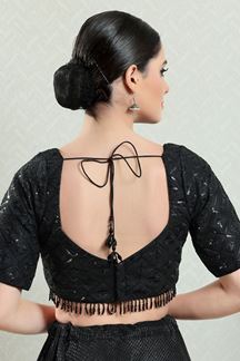 Picture of Fascinating Black Sequin Work Readymade Blouse for Party wear