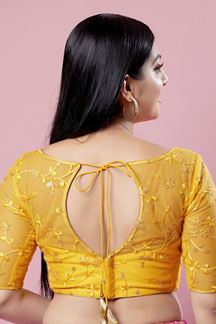 Picture of Charming Yellow Colored Designer Readymade Blouse for Wedding and Festive occasion