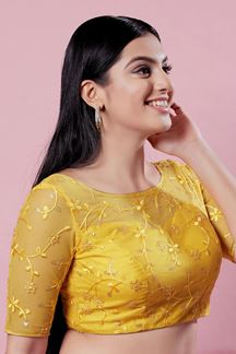 Picture of Charming Yellow Colored Designer Readymade Blouse for Wedding and Festive occasion