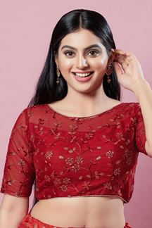 Picture of Glamorous Maroon Colored Designer Readymade Blouse for Wedding and Partywear