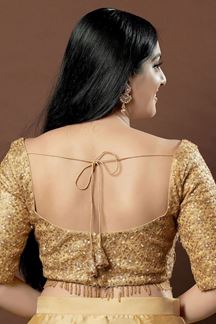 Picture of Stylish Gold Colored Designer Readymade Blouse for Wedding and Party wear