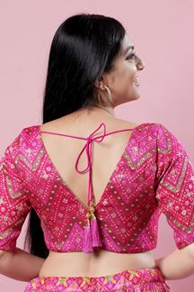 Picture of Attractive Pink Brocade Readymade Blouse for Wedding and Festive occasions