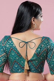Picture of Aesthetic Rama-Green Brocade Readymade Blouse for Wedding and Festive occasions