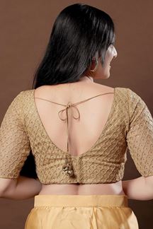 Picture of Amazing Gold Colored Designer Readymade Blouse for Wedding and Festive occasions