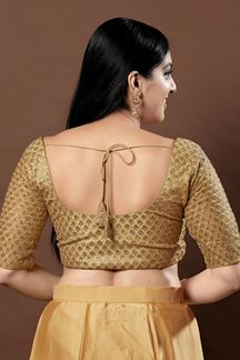 Picture of Flamboyant Gold Colored Designer Readymade Blouse for Wedding and Party wear