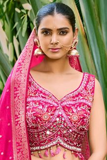 Picture of Flawless Pink Banarsi Silk Stitched Lehenga Choli for Wedding 