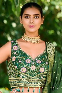 Picture of Captivating Green Lehenga Choli for Wedding and Mehendi