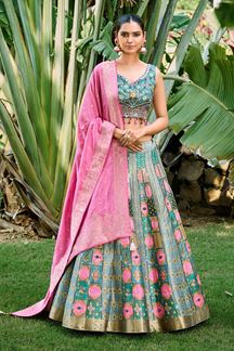 Picture of Smashing Banarsi Silk Lehenga Choli for Wedding, Engagement or Sangeet