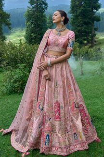 Picture of Amazing Pink Silk Traditional Lehenga Choli for Engagement