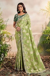 Picture of Classy Silk Designer Saree for Wedding or Mehendi