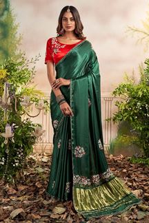 Picture of Dashing Green  Silk Designer Saree for Wedding
