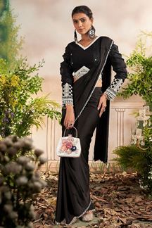 Picture of Striking Black Georgette Designer Ready to Wear Saree for Party or Sangeet