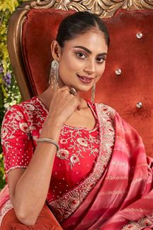 Picture of Mesmerizing Pink Silk Designer Saree for Wedding or Sangeet