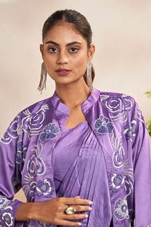 Picture of Royal Lavender Designer Ready to Wear Saree with Jacket for Party or Sangeet