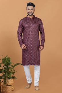 Picture of Attractive Silk Designer Mens Kurta Set for Festive or Engagement