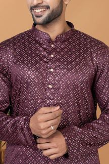 Picture of Attractive Silk Designer Mens Kurta Set for Festive or Engagement