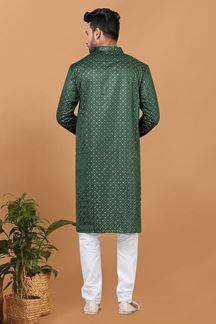 Picture of Stylish Green Mens Kurta Set for Festive or Mehendi