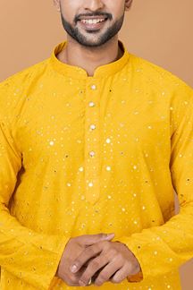 Picture of Fancy Yellow Designer Mens Kurta Set for Festive or Haldi