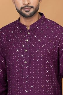 Picture of Marvelous Purple Mens Designer Kurta Set for Sangeet or Engagement