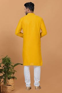 Picture of Exquisite Yellow Mens Designer Kurta and Churidar Set for Festive or Haldi