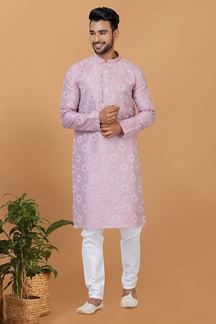 Picture of Spectacular Lavender Mens Designer Kurta Set for Sangeet or Engagement