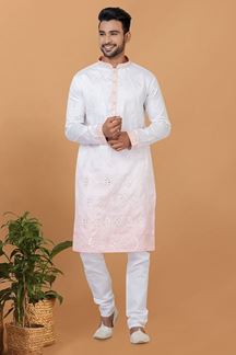 Picture of Royal White Mens Designer Kurta Set for Sangeet or Engagement