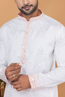 Picture of Royal White Mens Designer Kurta Set for Sangeet or Engagement