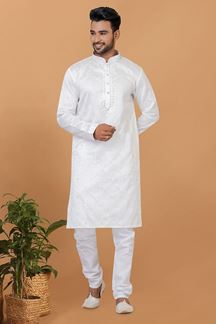 Picture of Awesome White Mens Designer Kurta and Churidar Set for Festive or Engagement