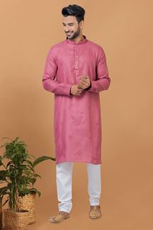 Picture of Delightful Pink Mens Designer Kurta Set for Sangeet or Engagement